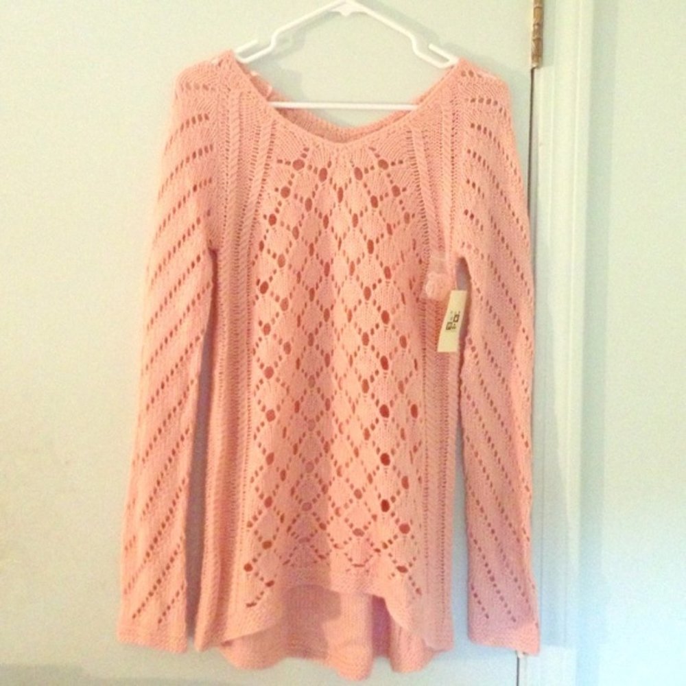 NWT Max Studio pink v-neck knit sweater Sz S